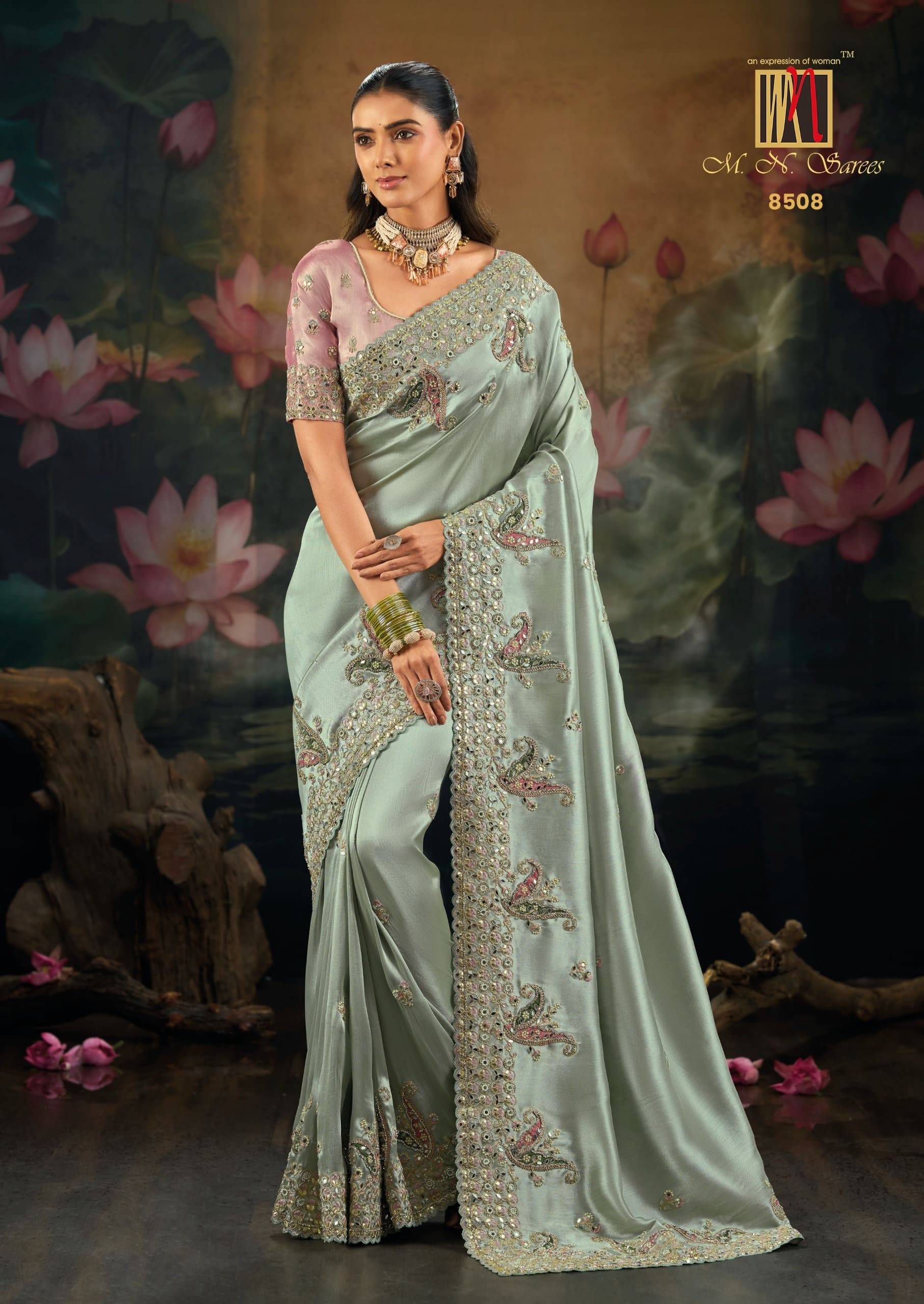 8500 SERIES By M.N Saree 8501 To 8508 Series Indian Traditional Wear Collection Beautiful Stylish Fancy Colorful Party Wear & Occasional Wear Silk Sarees At Wholesale Price